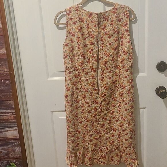 Ladies 12 Petite Multi-colored Floral Sleeveless Dress - Picture 2 of 5